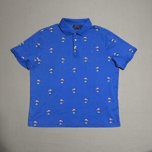 Polo Ralph Lauren Polo Shirt Mens Large Blue Flamingo Tropical Classic Fit
